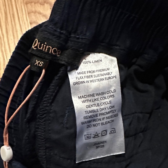 Quince Women's Wide Leg Navy Blue 100% Linen Pants - Picture 5 of 13
